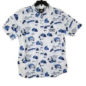 Lurking Class Sketchy Tank Mens XXL White Blue Skull Graphic Button Down Shirt